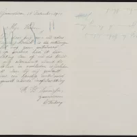 Briefwisseling van de heer Teunissen met het RMO in 1911 over een door hem gevonden Romeinse kruik